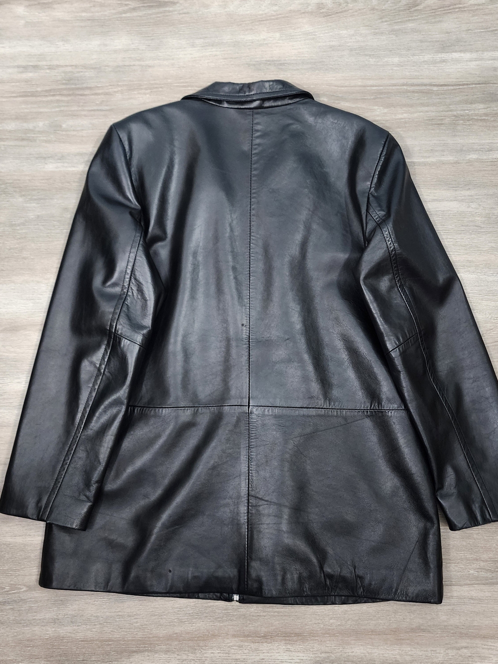 Colebrook Black Leather Jacket Women Large Zip Front Mid Length Coat Classic - Picture 9 of 9